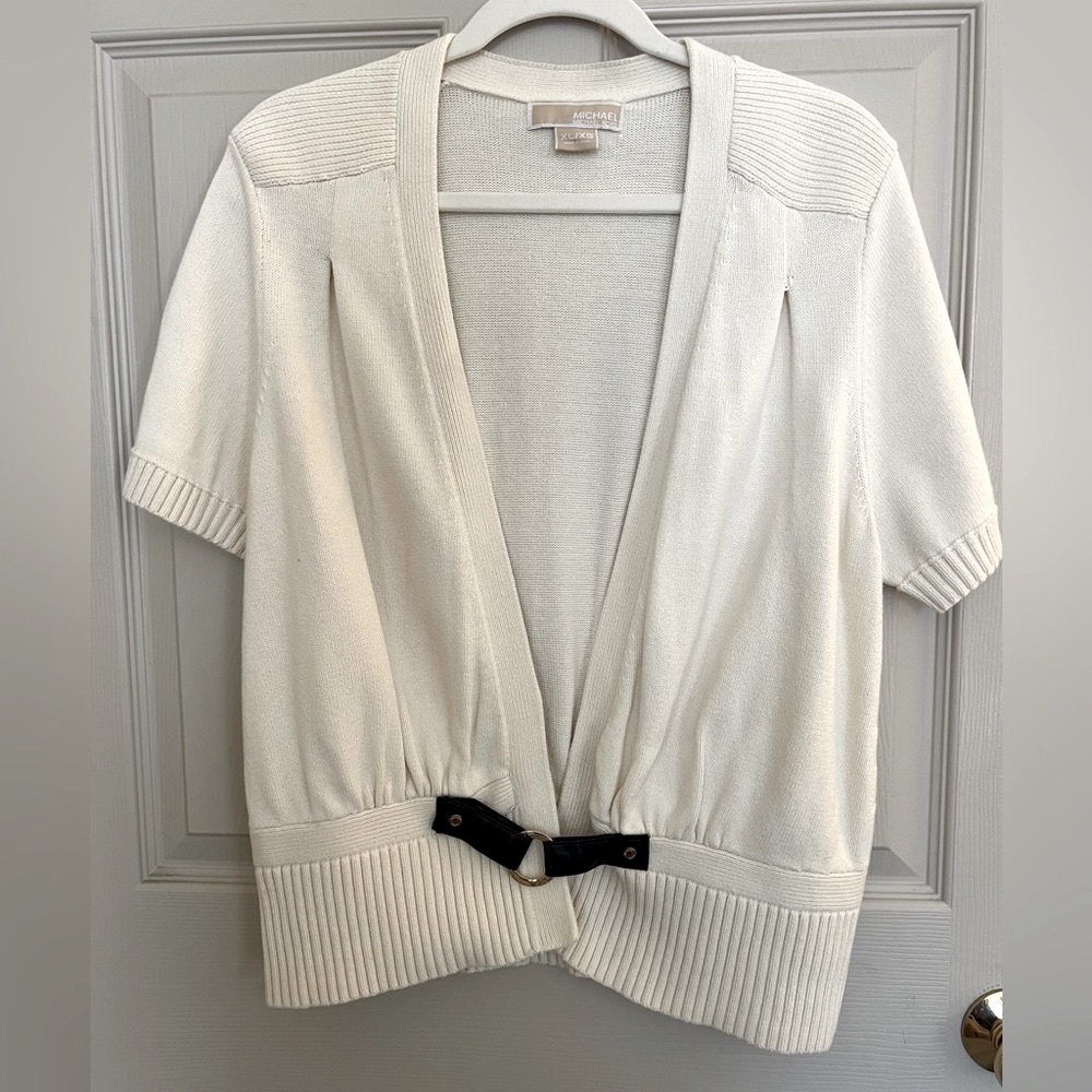 Michael Kors short sleeve cardigan. Buckle closure. Size XL